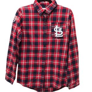 MLB St. Louis Cardinals Check Flannel Shirt NWT